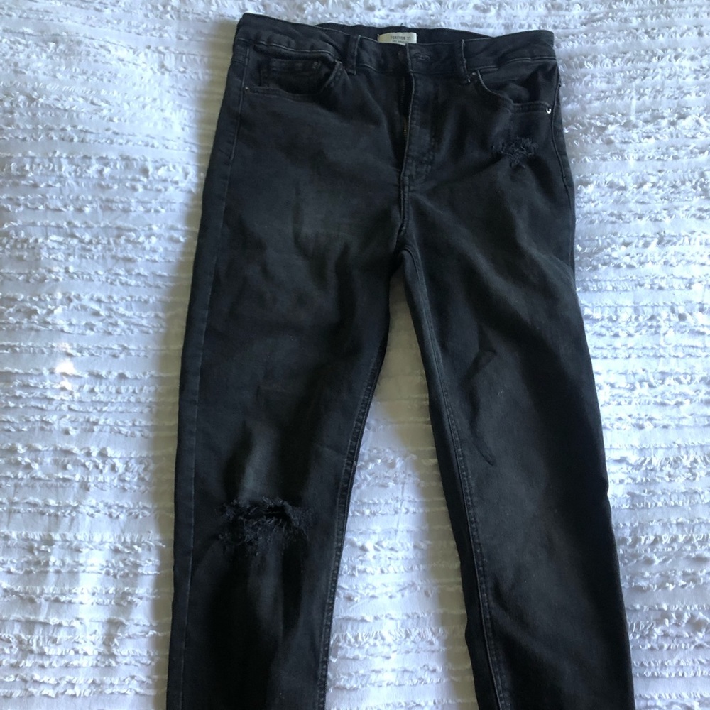 Forever 21 Black Ripped Jeans